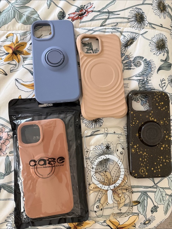 Other - IPhone 13 Cases in Blue, Beige, Pink, Clear, and Black with Gold Stars
